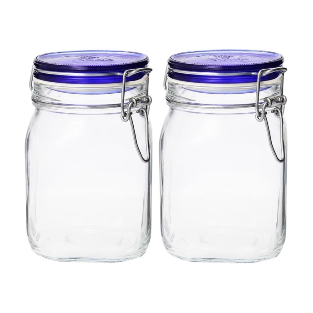 ✨BNWT - Bormioli Rocco - Fido 33.75 oz. Food & Canning Jar, Blue Top - set of 3✨